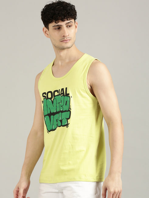 Yellow Printed Tank Top